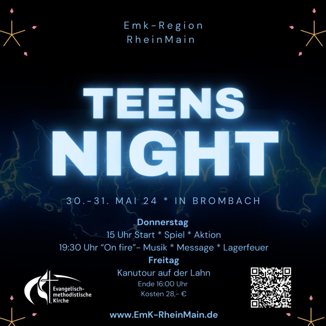 Einladung zur ersten Teens-Night in der EmK RheinMain